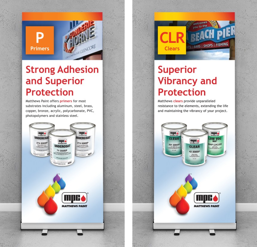 banners for Matthews Paint primers and clears